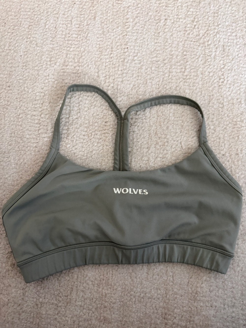 Darc Sport Olive Green Racerback Bra with Wolves Logo